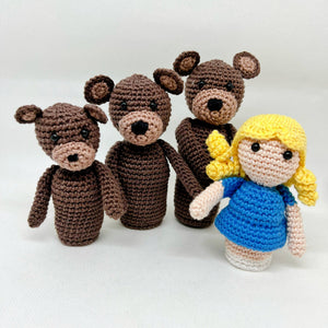 Goldilocks & 3 Bears - Teeny Tribe Character Collection - Crochet Pattern Only