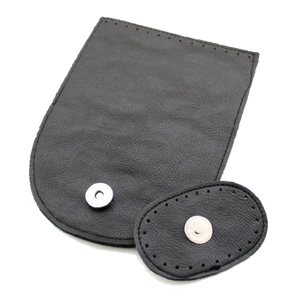 Vegan Leather Black Bag Flap with Magnetic Button