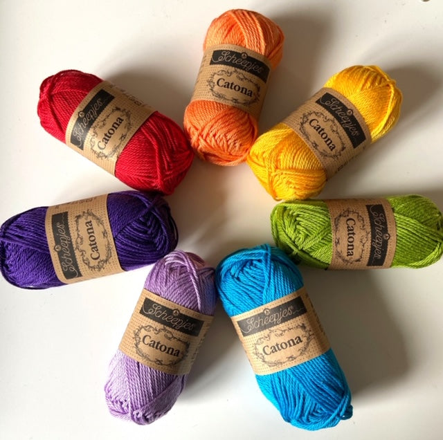 Scheepjes Catona Rainbow Yarn Pack - 7x25g